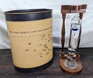 lot 118 image: Vintage Galileo Glass Thermometer And Vintage Waste Basket