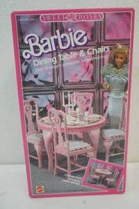 1989 Sweet Roses Barbie dining table and Chairs