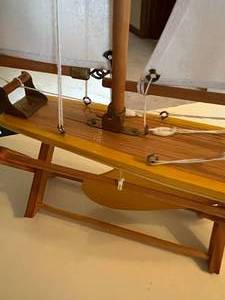 lot 198 image: Wooden Model Sailboat 17.5x15