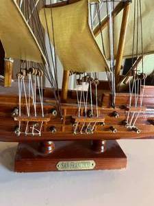 lot 193 image: Wooden Model Sailboat San Francisco 16x18