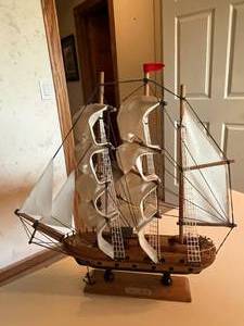 lot 199 image: Mayflower Model Sailboat 13x12.5