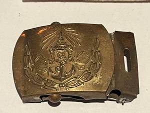 lot 241 image: Vintage military belt buckles and American flag patch