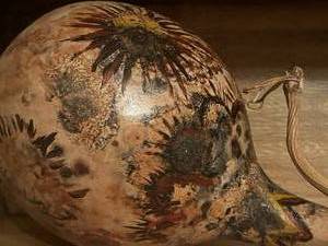 lot 317 image: Painted decorative gourd
