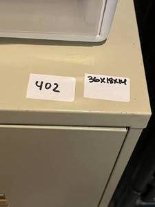 lot 402 image: 3 drawer file cabinet 36x14x18