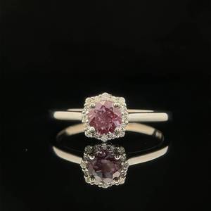 12 Carat Alexandrite & Diamond Round Halo Petite Cluster Ring in 14k White Gold