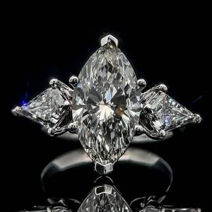 5.22 Carat Diamond Center Marquise & Kite-Shaped Side Stone Three-Stone Engagement Ring in 14k White Gold - VS Clarity w IGI Report $24,500 Retail VIDEO