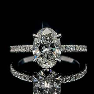 VERY Fiery  2.43 Carat Diamond Oval Solitaire & Diamond Pave Engagement Ring in 18k White Gold - VS Clarity w IGI Report $6,000 Retail VIDEO