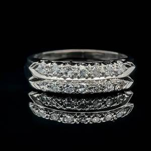 0.50 Carat Diamond Double Row Band Square Top Ring in Platinum $2,100 Retail