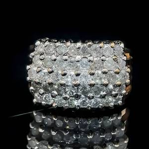 2 Carat Diamond Five-Row Cluster Tapered Open Band Ring in 14k Yellow Gold $2,750 Retail