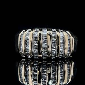 1.00 Carat Diamond Baguette Seven Row Tapered Channel Seashell Dome-Shaped Ring in 14k Yellow Gold $2,000 Retail