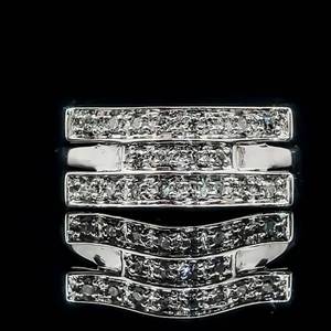 Three-Row Diamond Linear Retro-Mod Ring in 14k White Gold $1,540 Retail