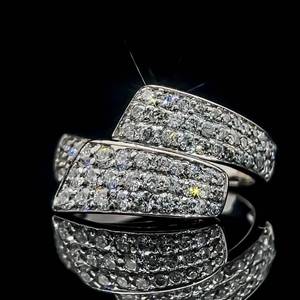 Upscale Design 1 Carat Diamond Double Ribbon Cascade Bypass Ring in 14k White Gold $3,750 Retail VIDEO