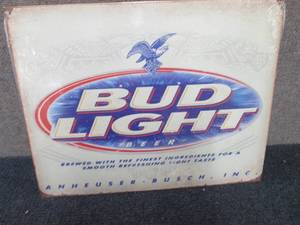 lot 38 image: Metal Bud Light Sign 16x12.5 inches...