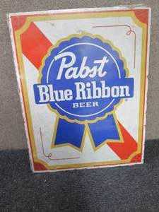lot 39 image: Metal Pabst Blue Ribbon Sign 16x12....