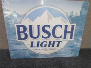 lot 42 image: Metal Busch Light Sign 16x12.5 inch...