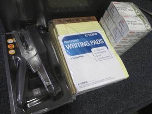 lot 214 image: Stapler, Writing Pads, Paper Clips,...