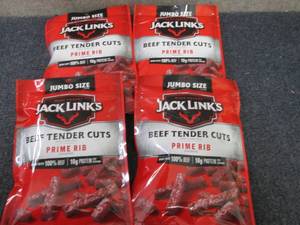 lot 309 image: 4- 5.6 oz pks Jack Links Beef Tende...