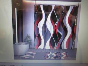 lot 351 image: Tayney Red Shower Curtain Set with ...