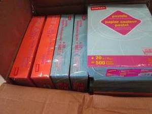 lot 409 image: 9 Reams Blue & Salmon Staples 8.5x1...