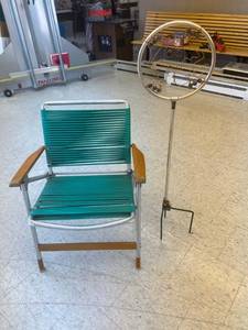 Vintage Lawn Chair, & Watering Yard Decor