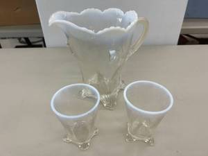 Antique Pitcher & 2 Glasses
