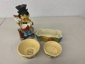 Vintage Lot - Hobo Figurine, Pottery, Three Star Dairy Mayville ND