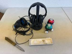 Mixed Lot - Sony Headphones, Jewelry, Knife