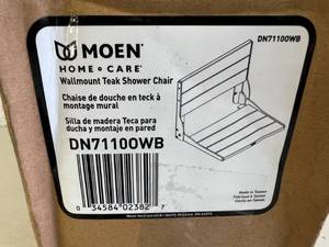 New Moen Wallmount Teak Shower Chair