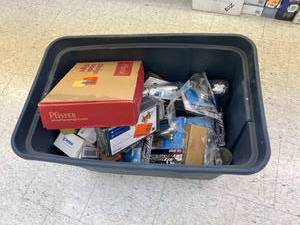 Tote of Plumbing Supplies - Mostly Tub Spouts
