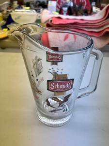 NOS Schmidt Beer Wildlife Glass Pitcher