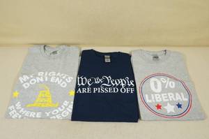 lot 104 image: 3 Large Novelty Political T-Shirts - Pro-TrumpAnti-Biden