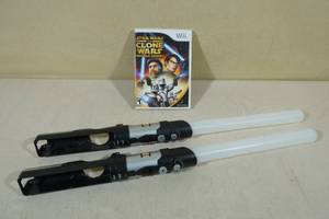 lot 182 image: Nintendo WII Game with Accessories -Star Wars the Clone Wars
