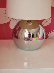 lot 49 image: MCM Chrome Ball Table Lamp Pair