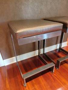 lot 4A image: Brushed Steel Industrial Backless Counter Stool