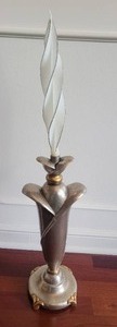lot 62 image: Delicate Modern Silver Blooming Candlestick Pair
