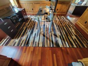 lot 27 image: Amazing Genuine Cowhide Strip Area Rug