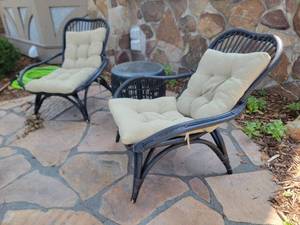 lot 31 image: Charming Black Rattan Patio Seating Set
