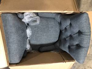 StyleWell Bakerford Charcoal Gray Upholstered Dining Chair with Tufted Back (Set of 2) Customer Retur see pictures
