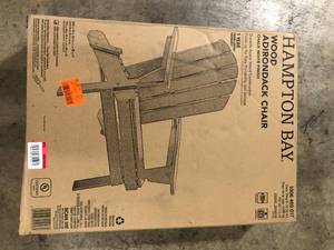 Hampton Bay Acacia White Folding Wood Outdoor Adirondack Chair (1-Pack) customer return see pictures