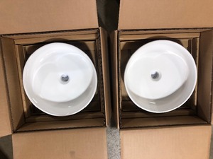 Lot of 2 Glacier Bay 15.7 in. Ceramic Round Vessel Bathroom Sink in White customer return review pictures