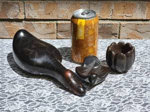 lot 23 image: Black Pottery Collection  Duck, Bird and Cactus Flower Vase