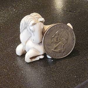lot 38 image: Carved Bone Horse Netsuke Figurine signed