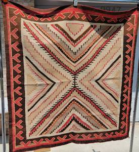 lot 8 image: Native American Navajo Woven Rug  50 x 47
