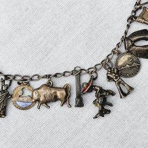 lot 72 image: Vintage Sterling Silver Charm Bracelet with 19 Travel Southwestern Theme