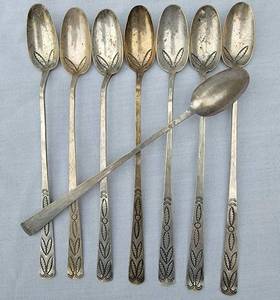 lot 94 image: Southwestern Silversmith Hammered Ice Tea Spoons, set of 8