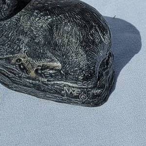 lot 100 image: Vintage Al Wolf Canada Soapstone Ram Sculpture
