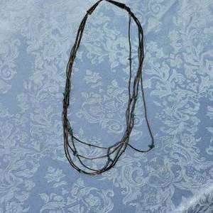 lot 84 image: Native American Indian 5 Strand Liquid Silver Necklace with Turquoise Accents  26