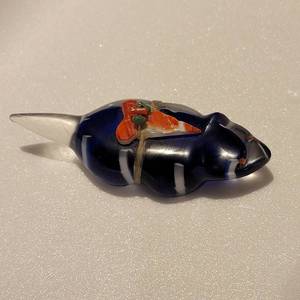 lot 55 image: Native American Indian Zuni Slag Glass Badger Fetish by Leland Boone