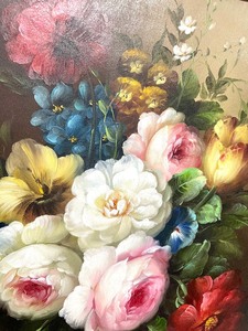 lot 30 image: Beautifully Framed Floral Original Oil on Canvas Painting