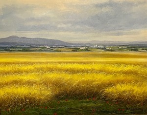 lot 59 image: Wheat Fields Original Oil on Canvas Framed Painting